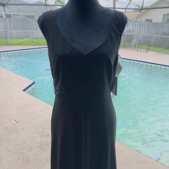 Mikael Aghal NWT Black Asymmetrical Evening Gown Dress Size 10 - Picture 3 of 14